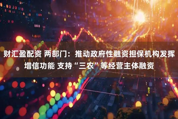 财汇盈配资 两部门：推动政府性融资担保机构发挥增信功能 支持“三农”等经营主体融资